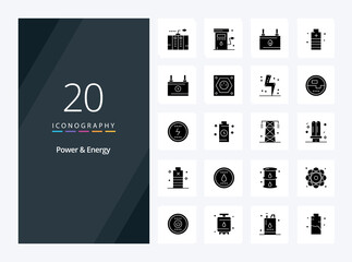 20 Power And Energy Solid Glyph icon for presentation