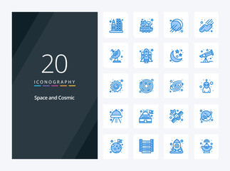 Fototapeta na wymiar 20 Space Blue Color icon for presentation