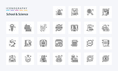 25 School And Science Line icon pack - obrazy, fototapety, plakaty