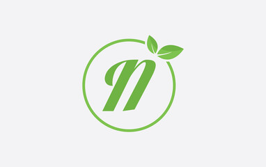Fresh nature leaf and healthy logo design with the letter and alphabets. Green leaf and eco logo icon design 