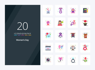 Fototapeta na wymiar 20 Womens Day Flat Color icon for presentation