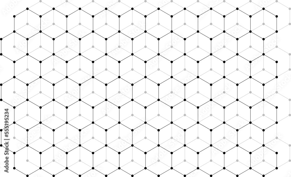 Poster abstract hexagon in black and white for pattern