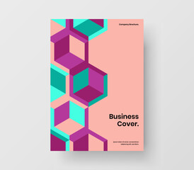 Multicolored geometric pattern corporate brochure illustration. Simple front page A4 design vector template.