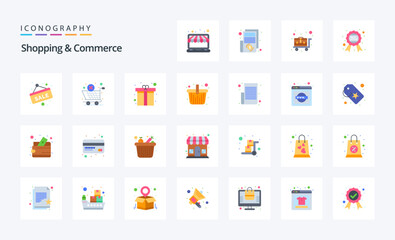 25 Shopping And Commerce Flat color icon pack