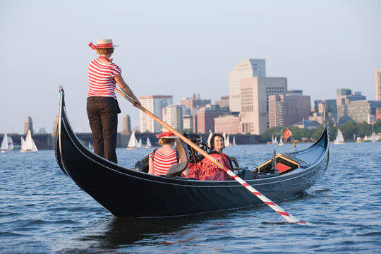 Tourists traveling in a gondola