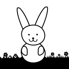 Cute rabbit in grass icon