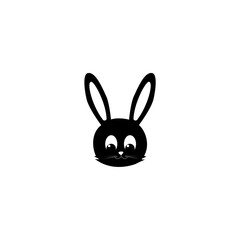 Cute rabbit icon Easter background with black silhouettes