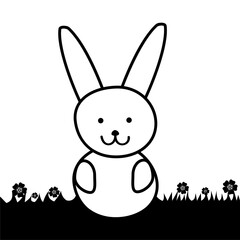 Cute rabbit in grass icon