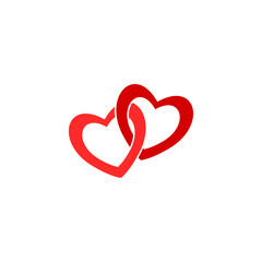 Linked hearts icon Valentine day symbol. 
