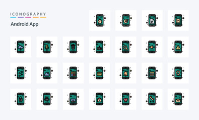 25 Android App Line Filled Style icon pack