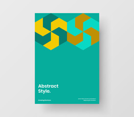 Abstract geometric shapes booklet template. Trendy front page A4 design vector illustration.