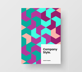 Clean leaflet design vector illustration. Bright geometric tiles handbill concept.