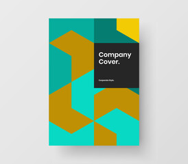 Vivid geometric hexagons poster concept. Clean journal cover A4 vector design illustration.