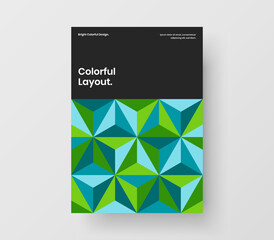 Premium annual report vector design layout. Original geometric hexagons postcard template.