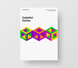 Trendy geometric hexagons placard template. Fresh book cover A4 design vector illustration.