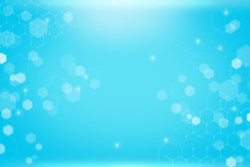 Digital technology and molecular structure medical hexagonal shape background