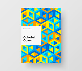 Modern company identity A4 vector design layout. Amazing mosaic hexagons book cover concept.