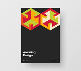 Isolated company identity A4 vector design concept. Abstract geometric pattern leaflet template.
