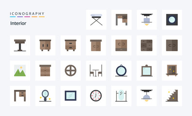 25 Interior Flat color icon pack