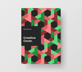 Multicolored geometric tiles banner illustration. Original booklet A4 vector design layout.