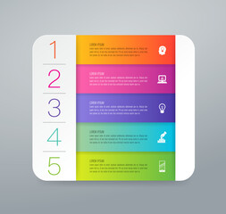 Infographics design vector and business icons with 5 options.