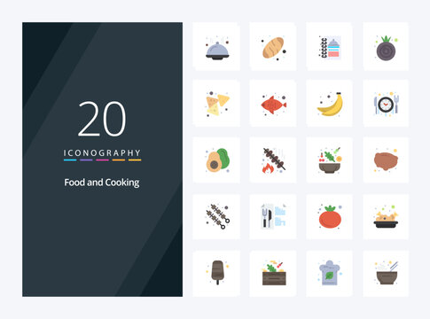 20 Food Flat Color icon for presentation