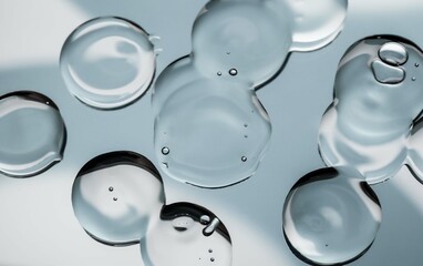 Liquid blur gel drops cosmetic smudge texture transparent gray background