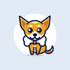 Cute Kawaii Puppy Dog Mascot Cartoon Logo Design Icon Illustration Character Hand Drawn. Suitable for every category of business, company, brand like pet store or pet shop, toys, food, and many more