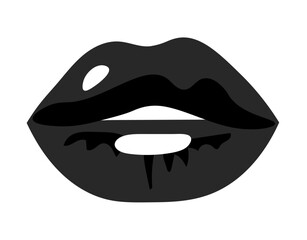 Czarne usta ilustracja black lips illustration - obrazy, fototapety, plakaty