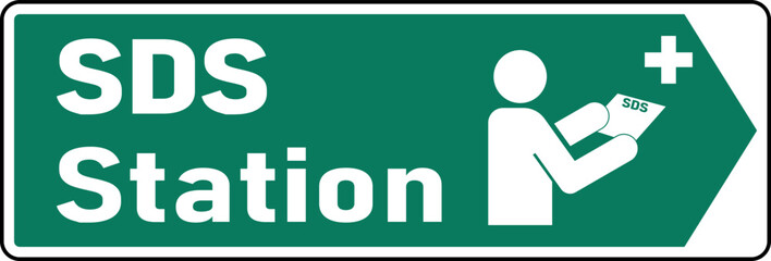 Right Arrow SDS Station Sign On White Background