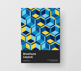 Minimalistic booklet design vector template. Creative mosaic shapes handbill concept.