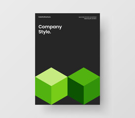 Colorful geometric pattern company brochure layout. Unique flyer vector design illustration.