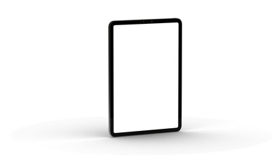 Blank screen realistic tablet frame, rotated position, side view, top view. The tablet is at different angles. Layout of a universal set of devices