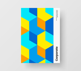 Vivid pamphlet A4 design vector illustration. Modern mosaic pattern company cover layout.