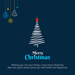 Illustration of Merry Christmas concept. Flat texture style vector  isolated on dark blue background.