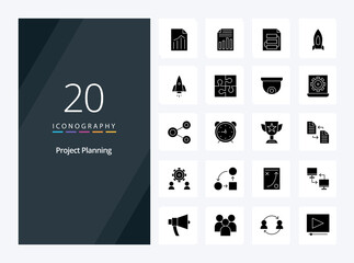 Fototapeta na wymiar 20 Project Planing Solid Glyph icon for presentation