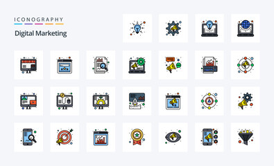 25 Digital Marketing Line Filled Style icon pack
