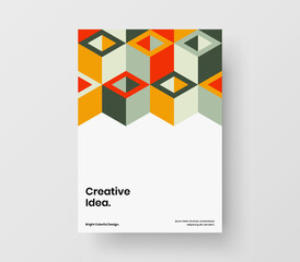Amazing magazine cover A4 design vector illustration. Minimalistic mosaic tiles presentation template.