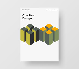 Premium company brochure A4 design vector illustration. Isolated geometric hexagons booklet layout.