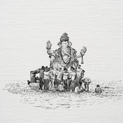 illustration of lord Ganesha for Ganesh Chaturthi festival of India