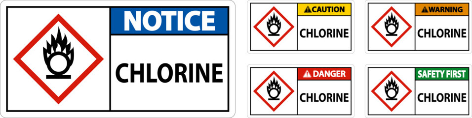 Danger Chlorine Oxidizer GHS Sign On White Background