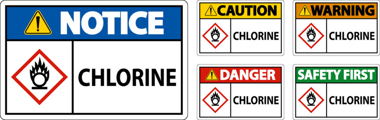 Danger Chlorine Oxidizer GHS Sign On White Background