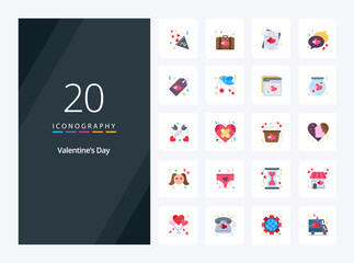 20 Valentines Day Flat Color icon for presentation
