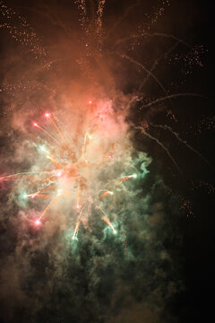 View of fireworks glittering in the sky.