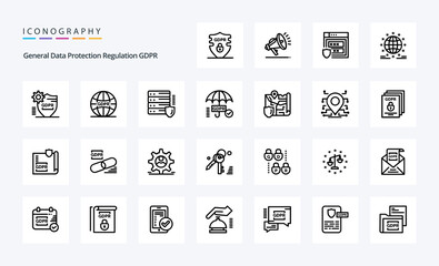 25 Gdpr Line icon pack