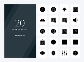 Fototapeta na wymiar 20 Multimedia Solid Glyph icon for presentation