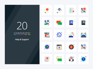 20 Help And Support Flat Color icon for presentation