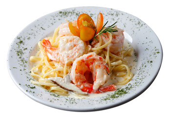 Large shrimp with pasta