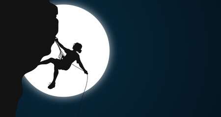 motivational silhouette of a person climbing on mountains 