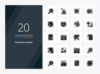 20 Statistical Analysis Solid Glyph icon for presentation